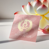 ヨガインストラクターシルバー金ゴールド瞑想ポーズZEN OM スクエア名刺