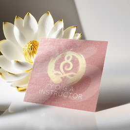 ヨガインストラクターシルバー金ゴールド瞑想ポーズZEN OM スクエア名刺
