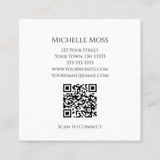 ヨガインストラクターシンプルオムシンボルトレンディー紫 スクエア名刺 (裏面)