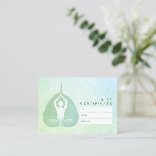 ヨガインストラクタースタジオギフト証明書菩提葉 割引カード (スタンド正面)