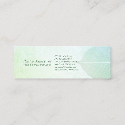 ヨガインストラクタースタジオメディテーションポーズボディリーフ スキニー名刺 (裏面)