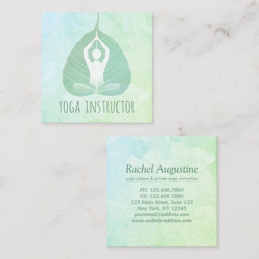 ヨガインストラクタースタジオメディテーションポーズボディリーフ スクエア名刺 (正面/裏面)
