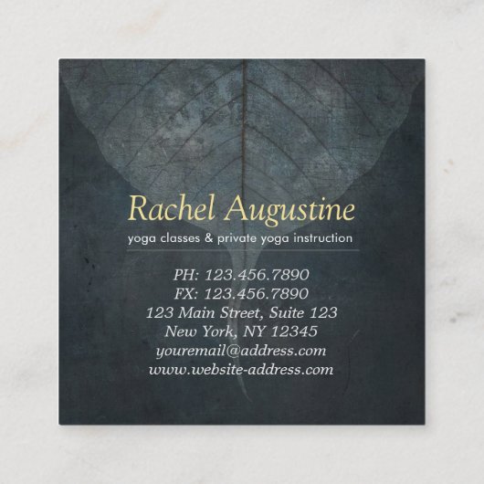 ヨガインストラクタースタジオメディテーションポーズボディリーフ スクエア名刺 (裏面)
