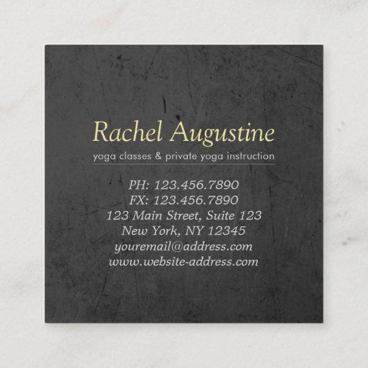 ヨガインストラクタースタジオメディテーションポーズボディリーフ スクエア名刺 (裏面)