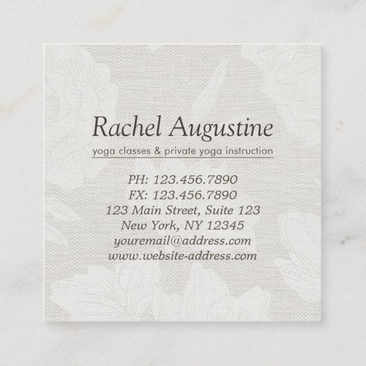 ヨガインストラクタースタジオメディテーションポーズボディリーフ スクエア名刺 (裏面)