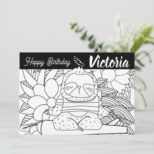 ヨガインストラクタースロース誕生日フローラ着色 シーズンカード (スタンド正面)