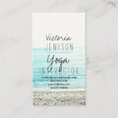 ヨガインストラクタータイポグラフィビーチ写真 名刺 (正面)