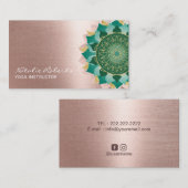 ヨガインストラクターターコイズバラ金ゴールドマンダラフラワー 名刺 (正面/裏面)