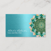 ヨガインストラクターターコイズ金ゴールドマンダラフラワー 名刺 (正面)