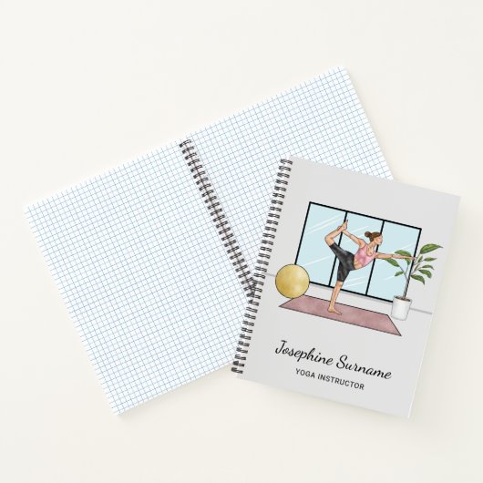 ヨガインストラクターダンサーポーズトレーナー個人名 ノートブック (内部)