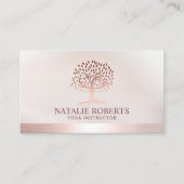 ヨガインストラクターツリースパエレガントバラ金ゴールド縁ど 名刺 (正面)