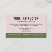 ヨガインストラクターツリーポーズバランスフィットネストレーナー 名刺 (裏面)