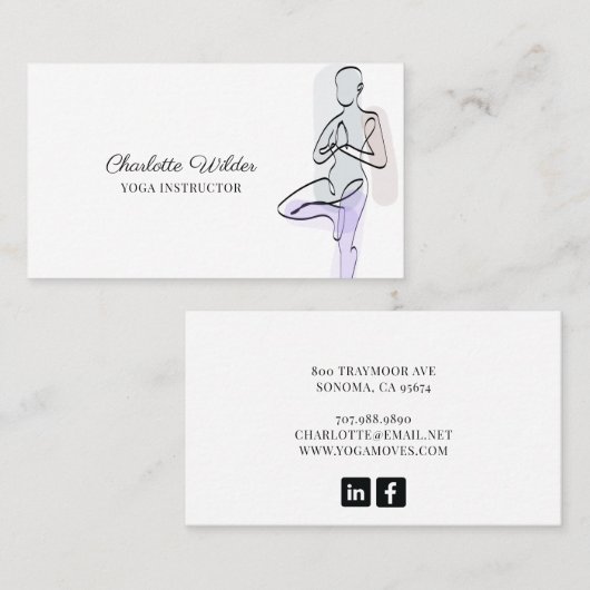 ヨガインストラクターツリーポーズビジネスカード 名刺 (正面/裏面)