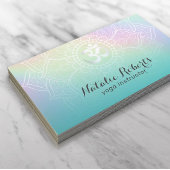 ヨガインストラクターティール（緑がかった色）ホログラフィック曼荼羅 名刺