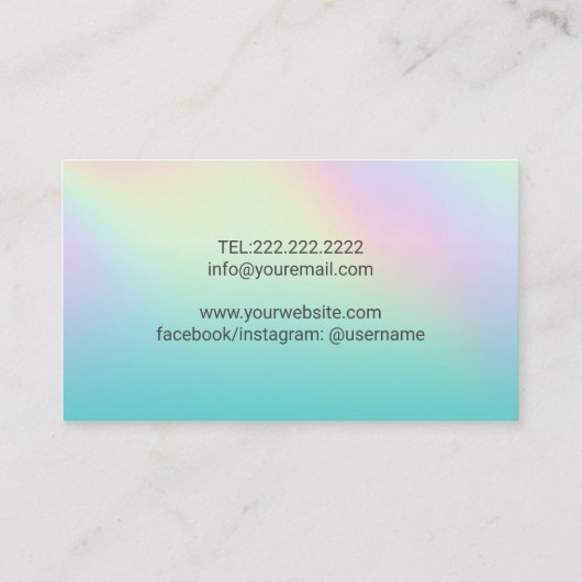 ヨガインストラクターティール（緑がかった色）ホログラフィック曼荼羅 名刺 (裏面)