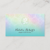 ヨガインストラクターティール(緑がかった色)ホログラフィック曼荼羅 名刺 (正面)