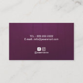 ヨガインストラクターティール(緑がかった色)マンダラフラワーヴィンテージパープル 名刺 (裏面)