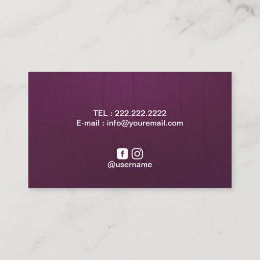 ヨガインストラクターティール（緑がかった色）マンダラフラワーヴィンテージパープル 名刺 (裏面)