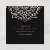 ヨガインストラクターバラ金ゴールドグリッターマンダラ スクエア名刺 (裏面)