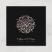 ヨガインストラクターバラ金ゴールドグリッターマンダラ スクエア名刺 (正面)