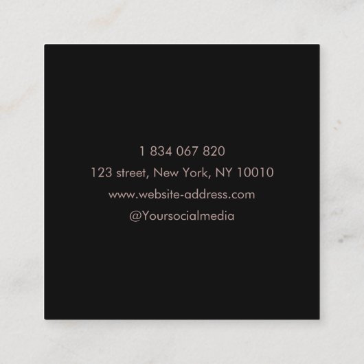 ヨガインストラクターバラ金ゴールドグリッターロータスフラワー スクエア名刺 (裏面)