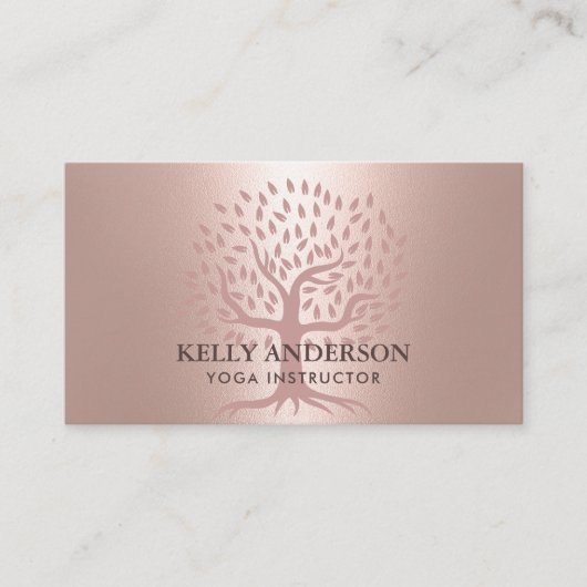 ヨガインストラクターバラ金ゴールドツリーエレガント 名刺 (正面)