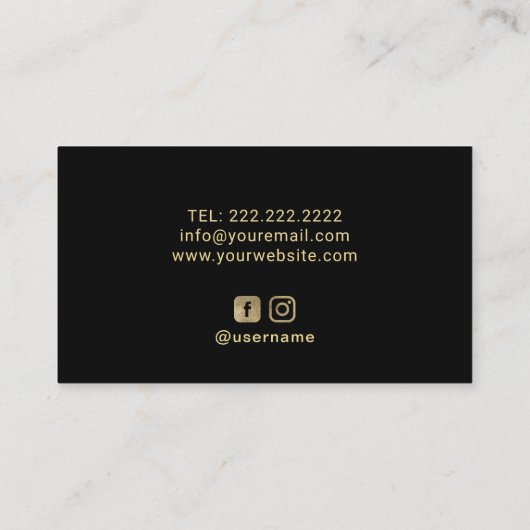 ヨガインストラクターバラ金ゴールドドリップロータスフラワー 名刺 (裏面)