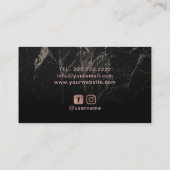 ヨガインストラクターバラ金ゴールドロータスブラックマーブル 名刺 (裏面)