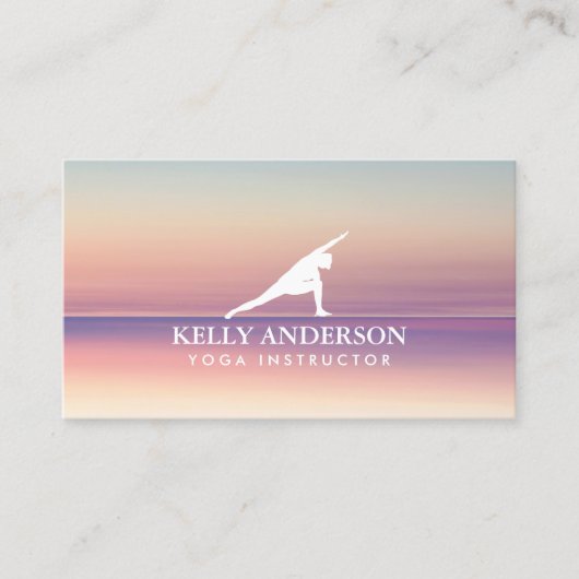 ヨガインストラクターパステルピンク&パープル 名刺 (正面)