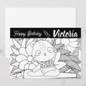 ヨガインストラクターパンダ誕生日フローラ着色 シーズンカード (正面/裏面)