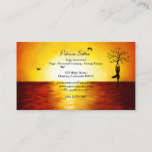 ヨガインストラクターパームツリーズ海サンセットシルエット 名刺 (裏面)