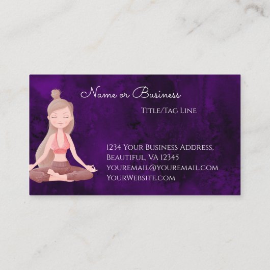 ヨガインストラクタービューティフルめい想パープルズガール 名刺 (裏面)