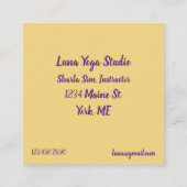 ヨガインストラクターピラツクラスロータスポーズ スクエア名刺 (裏面)