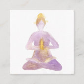 ヨガインストラクターピラツクラスロータスポーズ スクエア名刺 (正面)
