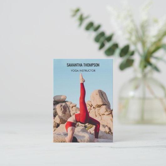 ヨガインストラクターピラティスのトレーナーフィットネス写真 名刺 (スタンド正面)