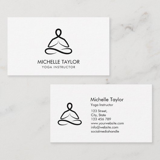 ヨガインストラクターピラティスフィットネスミニマモダンリスト 名刺 (正面/裏面)