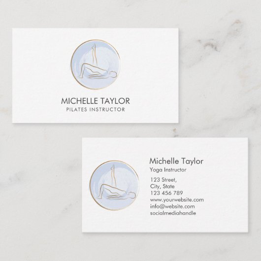 ヨガインストラクターピラティスフィットネスモダンフィットネスバス 名刺 (正面/裏面)
