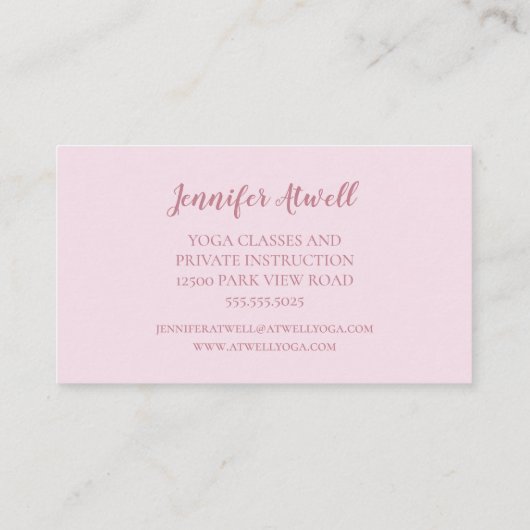 ヨガインストラクターピンクフローラさくらんぼブロッサムツリー 名刺 (裏面)