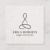 ヨガインストラクターブラシストローク瞑想ロゴリネン スクエア名刺 (正面)