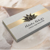 ヨガインストラクターブラックロータスストライプ金ゴールドエレガント 名刺