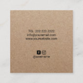 ヨガインストラクターブラックロータスフラワーヴィンテージクラフト スクエア名刺 (裏面)