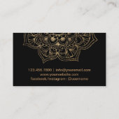 ヨガインストラクターブラック&金ゴールドロータマンダラ 名刺 (裏面)