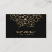 ヨガインストラクターブラック&金ゴールドロータマンダラ 名刺 (正面)