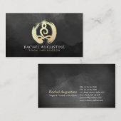 ヨガインストラクターブラック&金ゴールド瞑想禅シンボル 名刺 (正面/裏面)