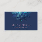 ヨガインストラクターブルーロータススターマンダラネイビー 名刺 (正面)