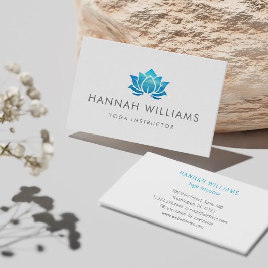 ヨガインストラクターブルーロータスビジネスカード 名刺