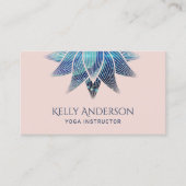 ヨガインストラクターブルーロータスフローラマンダラ赤面 名刺 (正面)