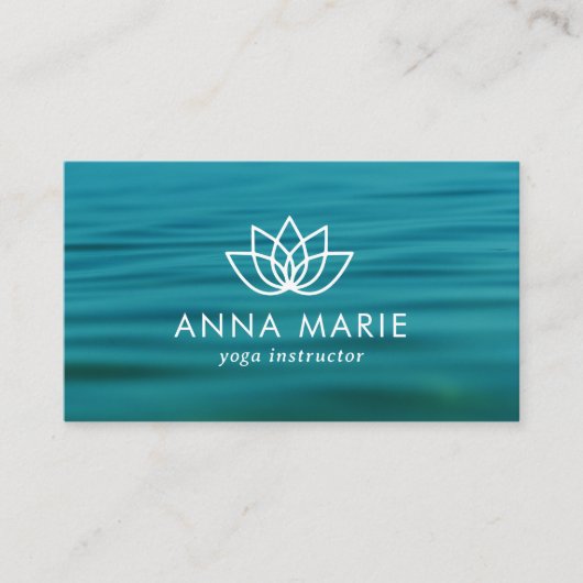 ヨガインストラクターブルー海波ビジネスカード 名刺 (正面)
