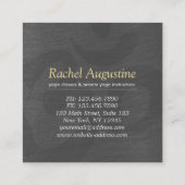 ヨガインストラクターブルー&金ゴールド瞑想ポーズZEN OM スクエア名刺 (裏面)