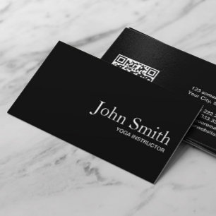 ヨガインストラクタープレーンブラックQRコードミニマリスト 名刺